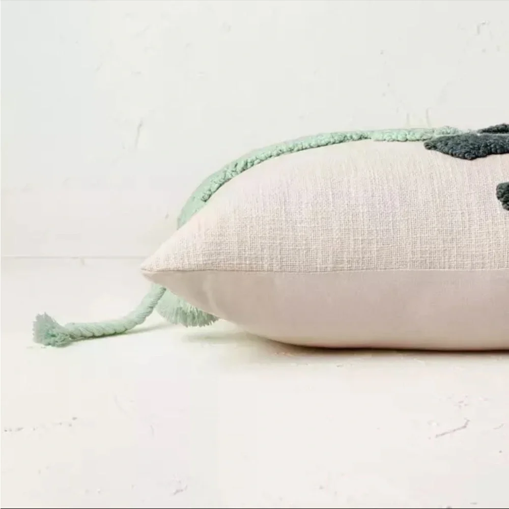 Opalhouse Two Lizard Punch Needle Lumbar Throw Pillow Turquoise NWT